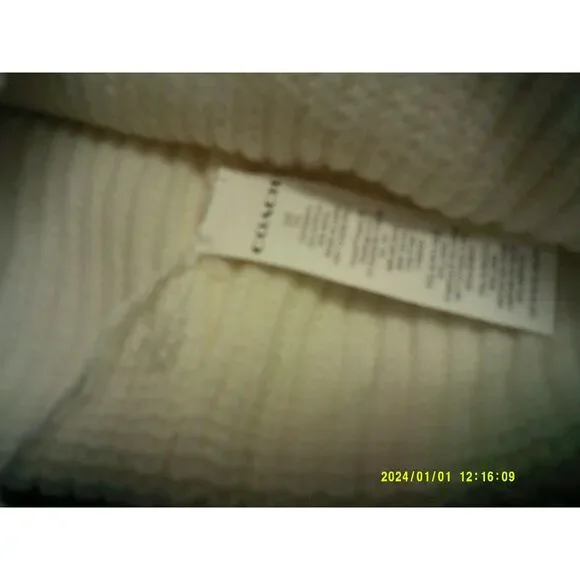 Coach Cream White Tonal Patch Beanie